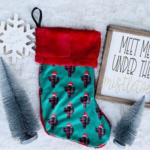 Plaid Cactus Minky Stockings